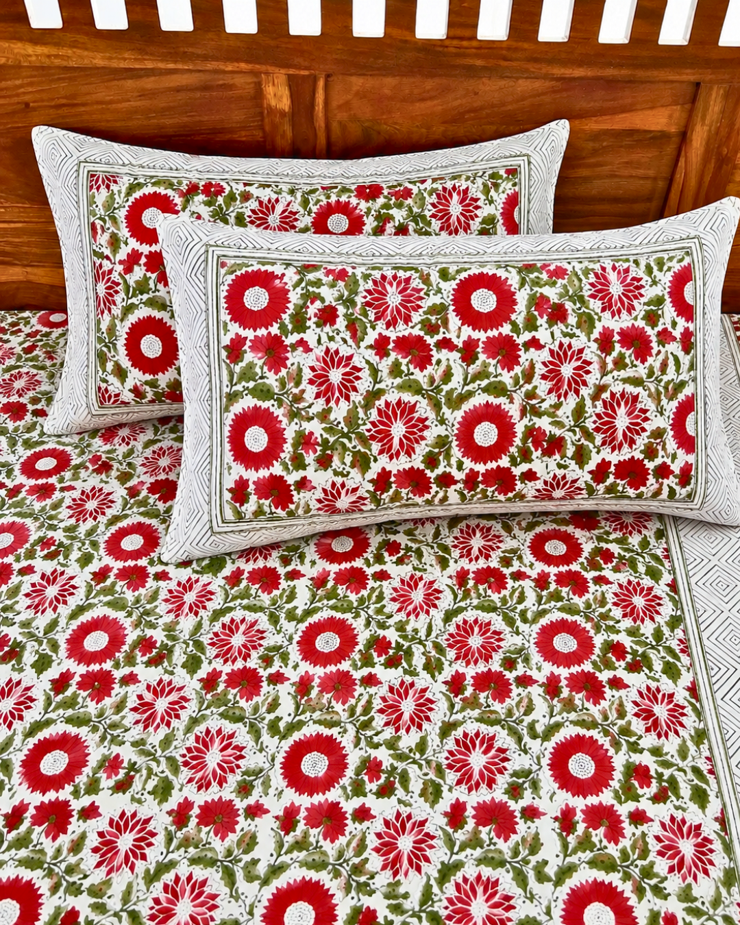 Artisanal Handblock Premium King Size Bedsheets