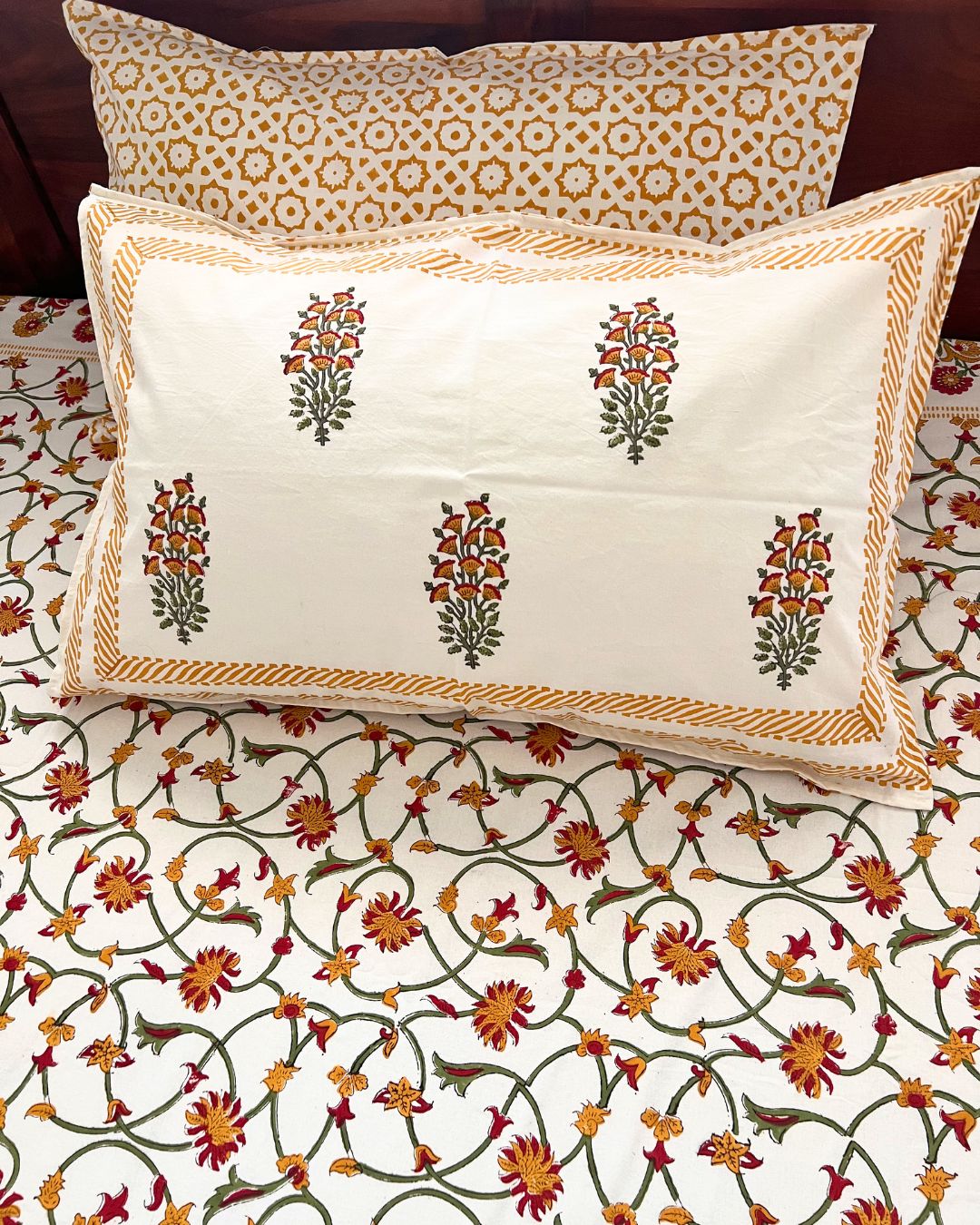 Artisanal Handblock Premium King Size Bedsheets